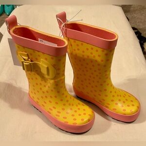 Sun Squad Kids Yellow Polka Dot Garden Rain Boots